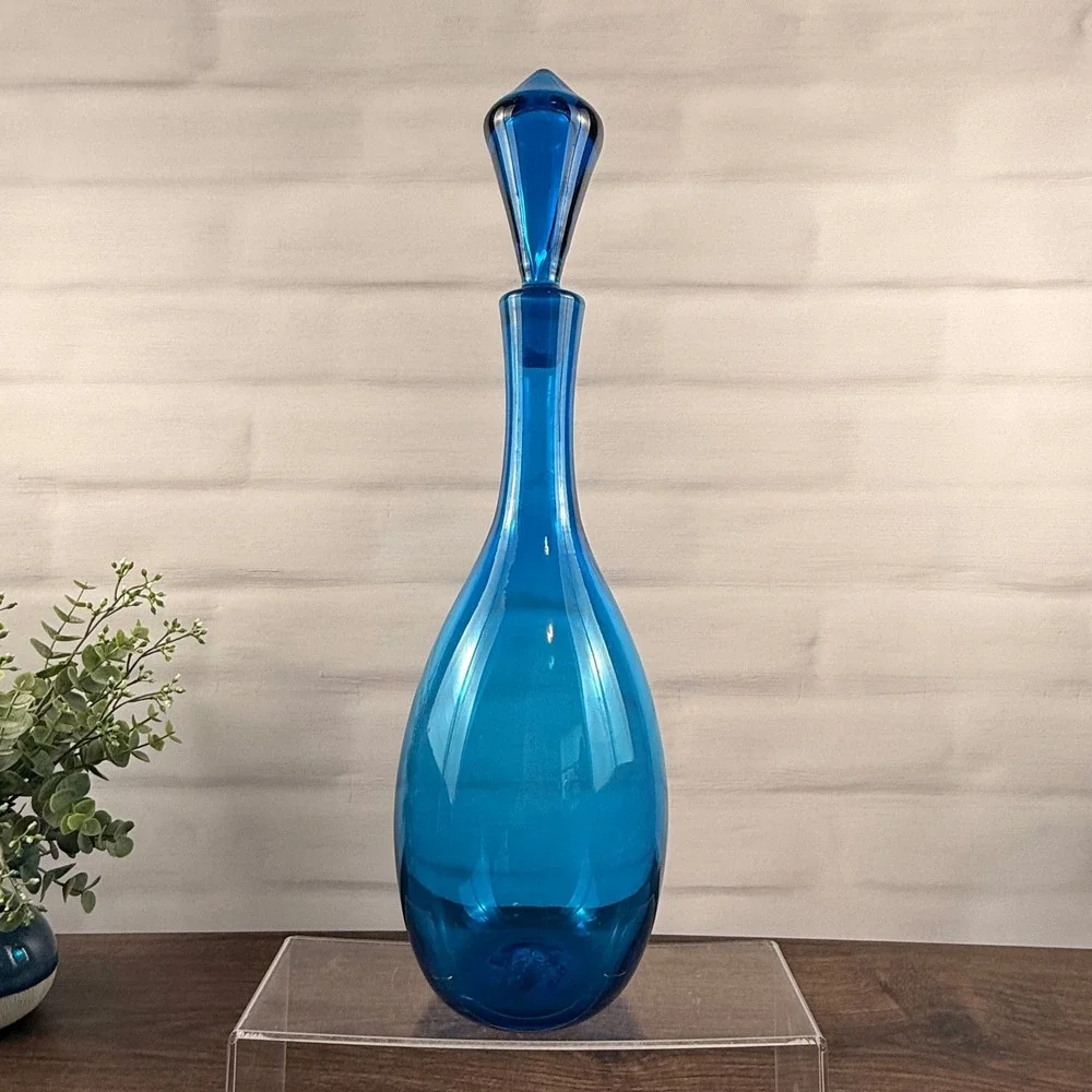 Blenko 6734 Turquoise Glass Decanter Joel Myers 1967 MCM